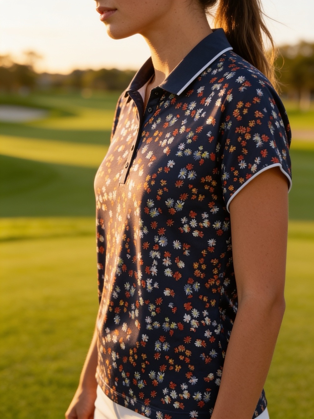 Callaway OPTR-DRI Women’s Blue  Floral Polo Top - Classic Short Sleeve